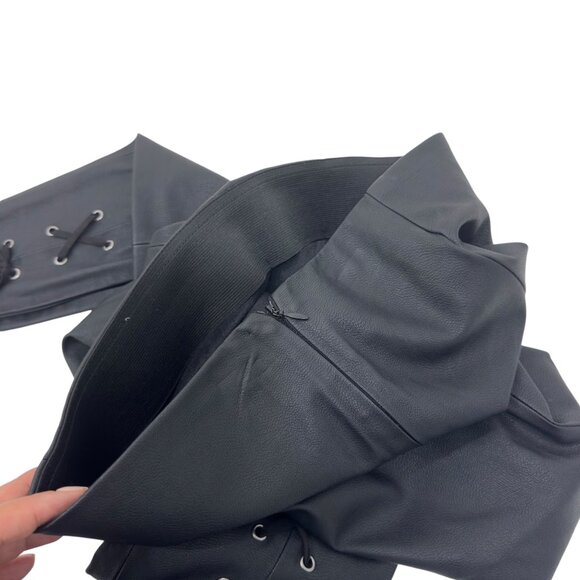 Zara Basic Black Faux Leather Ankle Lace-Up Leggings Women SZ M Zipper Closure - Picture 11 of 11